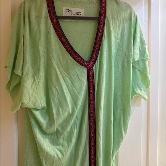 Pitusa Mint Green Dress with Vibrant Red Accents - Picture 1 of 2